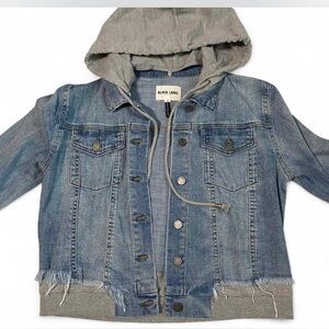 Black Label Denim Jacket with Detachable Hood - Gray
